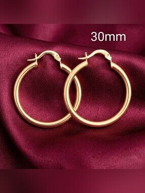 Hoop Earrings 18K Gold Filled 30mm Classic Hoop Earrings Will not Tarnish